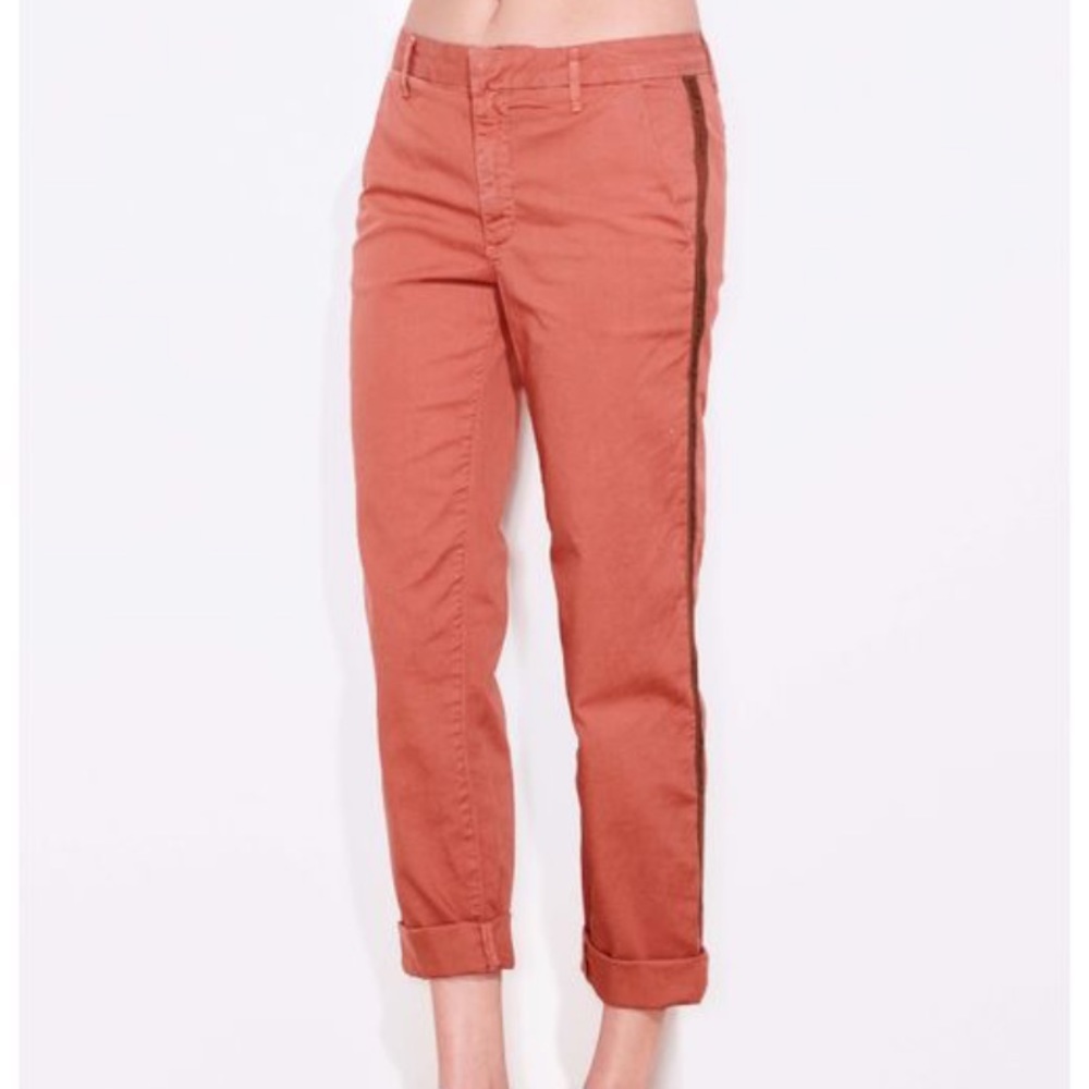 Sundry Striped Trousers Roll Up Ankle Pants Rust Brown NWT
